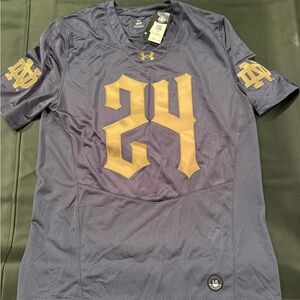 NWT Under Armour Notre Dame Shamrock Series 2024 Blue & Gold Jersey- LG